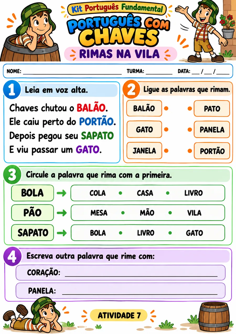 Atividade de rimas — Turma do Chaves